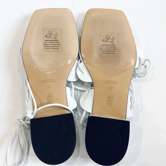 Zara white leather strappy sandal flats - Picture 5 of 6